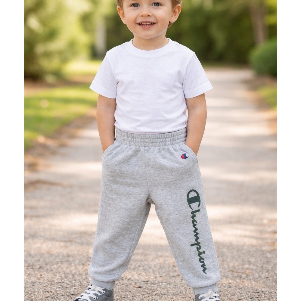 Champion 3T Toddler Boys Gray Jogger Sweatpants Graphic Logo Athletic Pants Girl